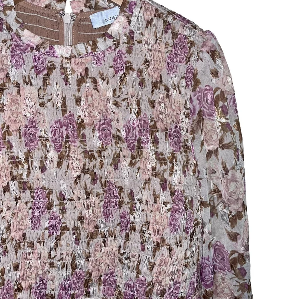 NEW DARLENE TEXTURED SMOCKED FLORAL DRESS Size M - Picture 4 of 7